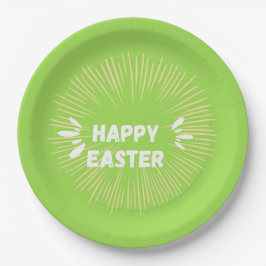 Happy Oaster Text auf grün Pappteller