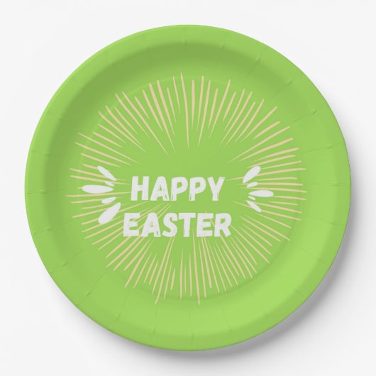 Happy Oaster Text auf grün Pappteller (Vorderseite)