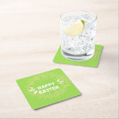 Happy Oaster Text auf grün Rechteckiger Pappuntersetzer (Vor Ort)