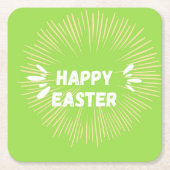 Happy Oaster Text auf grün Rechteckiger Pappuntersetzer (Vorderseite)