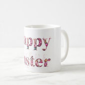 Happy Oaster Text Bunnies Ostereier Kaffeetasse (VorderseiteRechts)
