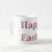 Happy Oaster Text Bunnies Ostereier Kaffeetasse (Vorderseite Links)