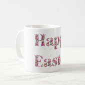 Happy Oaster Text Bunnies Ostereier Kaffeetasse (Vorderseite Links)