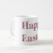 Happy Oaster Text Bunnies Ostereier Kaffeetasse (Vorderseite Links)