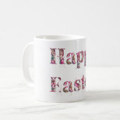 Happy Oaster Text Bunnies Ostereier Kaffeetasse (Vorderseite Links)