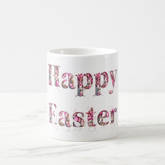 Happy Oaster Text Bunnies Ostereier Kaffeetasse (Mittel)