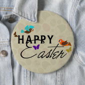 Happy Oaster Text Design mit Schmetterlingen & Vög Button (Beispiel)
