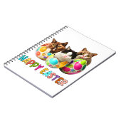 Happy Oaster Three Cat Colorful Ostereier Kitty Notizblock (Linke Seite)