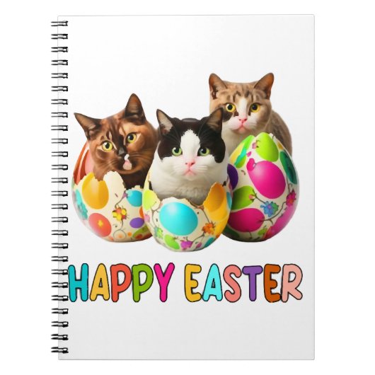 Happy Oaster Three Cat Colorful Ostereier Kitty Notizblock (Vorderseite)