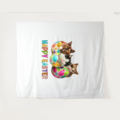 Happy Oaster Three Cat Colorful Ostereier Kitty Wandteppich (Vorderseite (Horizontal))