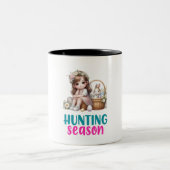 Happy Oaster - Tier Zweifarbige Tasse (Mittel)