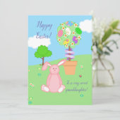 Happy Oaster to Grandtochter Topiary Feiertagskarte (Stehend Vorderseite)