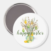Happy Oaster Tree, niedliches klassisches Round Ma Magnet (Vorderseite/Rückseite)