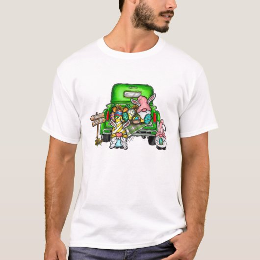 Happy Oaster Truck Rabbit Bunny Gnomes Ostereier T-Shirt (Vorderseite)