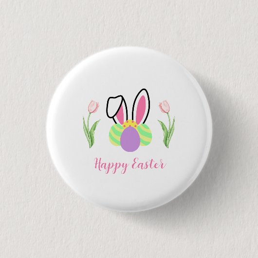 Happy Oaster Tulip Blume Sonnige Ohren und Eier Button (Vorderseite)