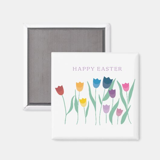 Happy Oaster Tulips Magnet (Vorderseite/Rückseite)