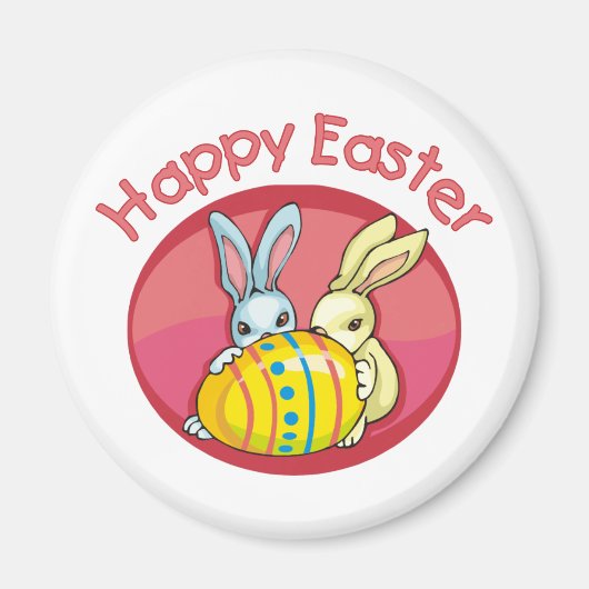 Happy Oaster Two Bunnies - Rosa Magnet (Vorne)