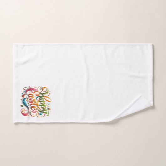 Happy Oaster Typografy Badhandtuch Set (Handtuch)