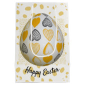 Happy Oaster Typografy Egg Yellow Modern Stilvoll Mittlere Geschenktüte (Rückseite)