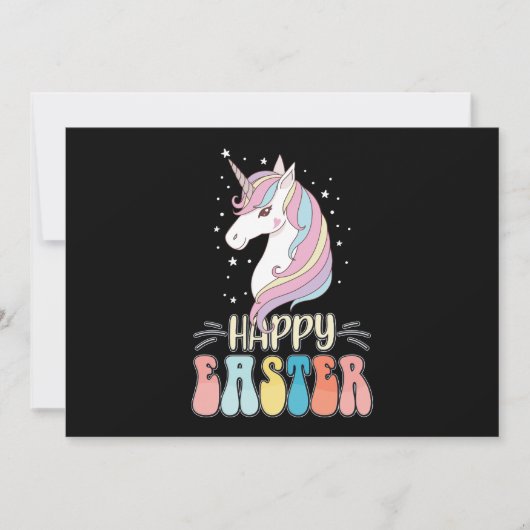 Happy Oaster Unicorn Bunny Rabbit Eggs Einladung (Vorderseite)
