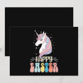 Happy Oaster Unicorn Bunny Rabbit Eggs Einladung (Vorne/Hinten)