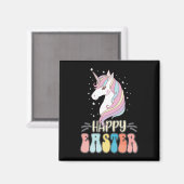 Happy Oaster Unicorn Bunny Rabbit Eggs Magnet (Vorderseite/Rückseite)