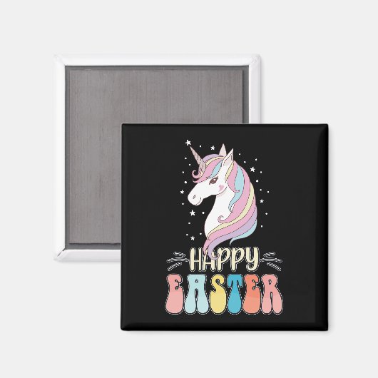 Happy Oaster Unicorn Bunny Rabbit Eggs Magnet (Vorderseite/Rückseite)