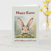 Happy Oaster versteckt Big Eared Rabbit Karte (Gelbe Blume)