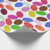 "Happy Oaster" verstreute farbige Ostereier Geschenkpapier (Ecke)