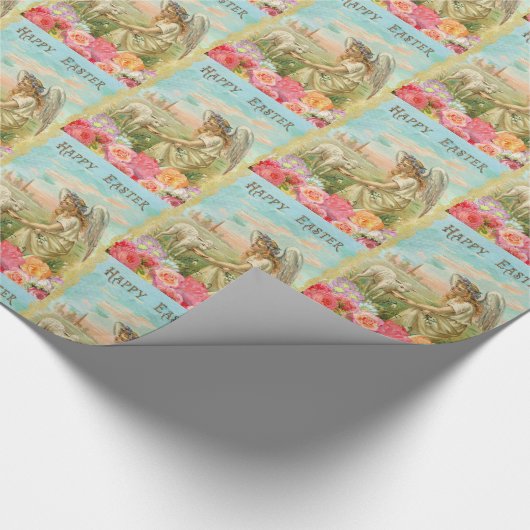 Happy Oaster Vintag Angel und Lamb Geschenkwrap Geschenkpapier (Ecke)