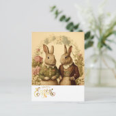 Happy Oaster Vintag Bunny Postkarte (Stehend Vorderseite)