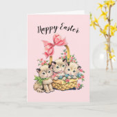 Happy Oaster Vintag Kittens Karte (Gelbe Blume)