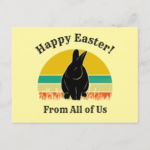 Happy Oaster Vintag Sunset Bunny Silhouette Postkarte