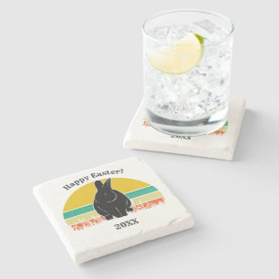 Happy Oaster Vintag Sunset Bunny Silhouette Steinuntersetzer