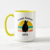 Happy Oaster Vintag Sunset Bunny Silhouette Tasse (Links)