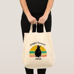 Happy Oaster Vintag Sunset Bunny Silhouette Tragetasche
