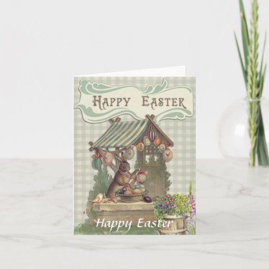 Happy Oaster Vintage Osterkarte Karte (Vorderseite)