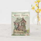 Happy Oaster Vintage Osterkarte Karte (Gelbe Blume)