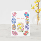 Happy Oaster Vintage Osterkarte Karte (Gelbe Blume)