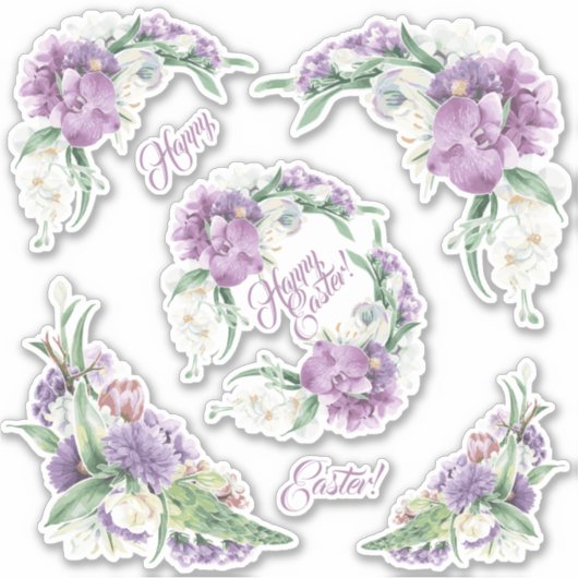 Happy Oaster Violet Florals Aufkleber (Vorderseite)