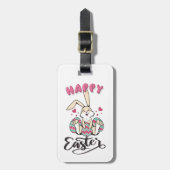 Happy Oaster von schönem Osterhase Gepäckanhänger (Vorderseite vertikal)