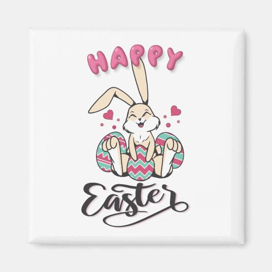Happy Oaster von schönem Osterhase Magnet (Vorne)
