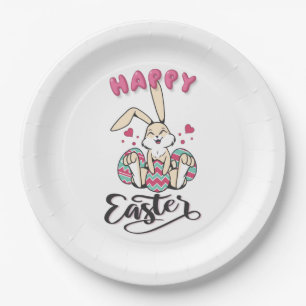 Happy Oaster von schönem Osterhase Pappteller