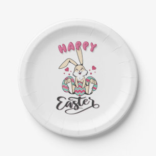 Happy Oaster von schönem Osterhase Pappteller