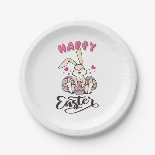 Happy Oaster von schönem Osterhase Pappteller (Vorderseite)