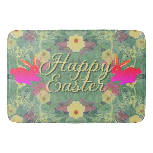 Happy Oaster w/Bunnies Blumenmatte Badematte (Vorderseite)