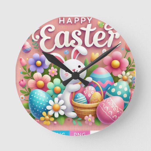 Happy Oaster Wall Clock Runde Wanduhr (Vorderseite)