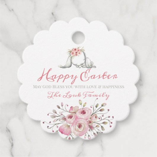 Happy Oaster Water Farbe Blütenbraun Bunny Geschenkanhänger (Vorderseite)