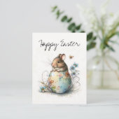 Happy Oaster Watercolor Baby Mouse Postkarte (Stehend Vorderseite)