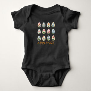 Happy Oaster Watercolor Blumeneier Baby Strampler